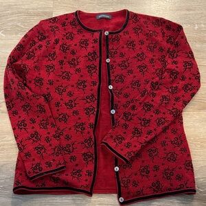 Red and Black Floral Cardigan